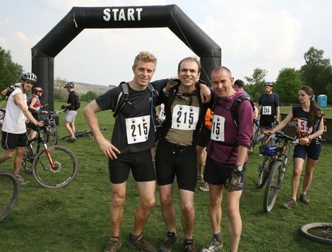 Adventure race team photo at the finish