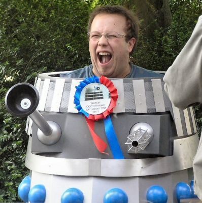 A man in a Dalek costume at Collectormania